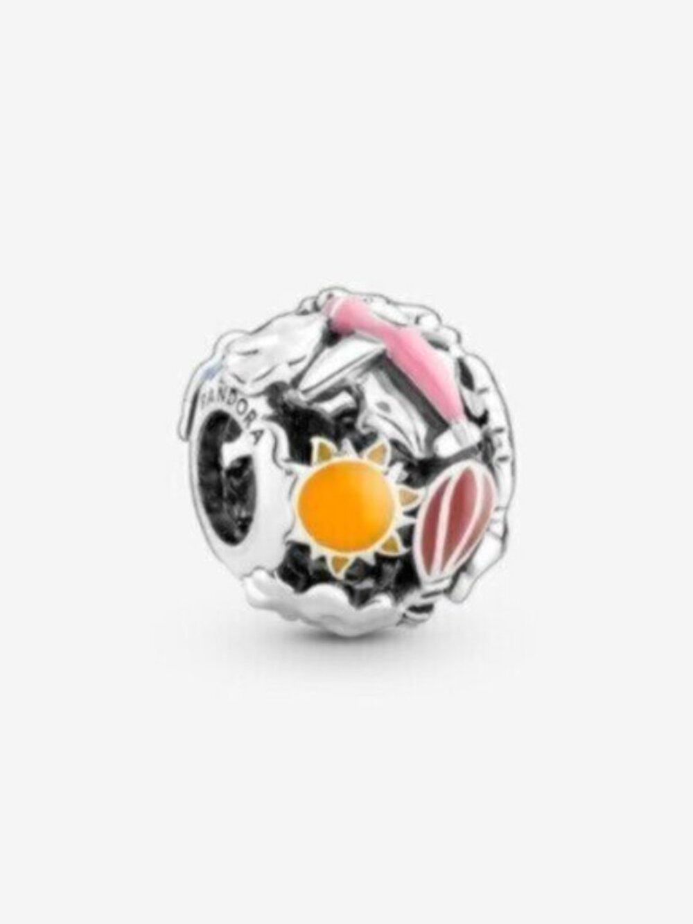 Pandora Silver Charm with Yellow Sun and Pink Accents